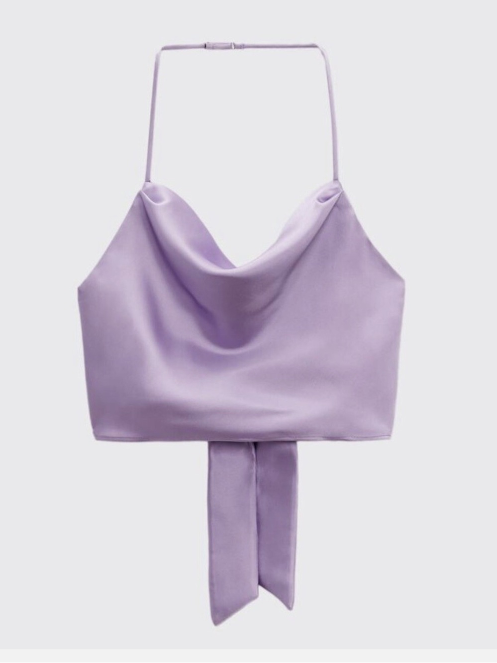 ZARA LILAC PURPLE BACKLESS HALTER TOP WITH TIE BACK